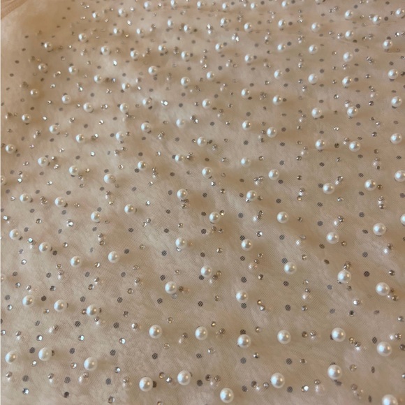 Pearl Rhinestone Sheer Bodysuit Long Sleeve Mesh Top Blouse Crop Top Clubwear M - Picture 7 of 12